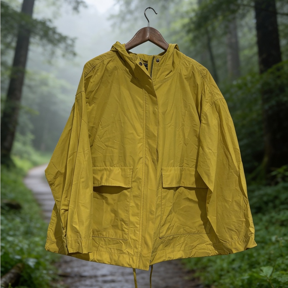 Eileen Fisher Mustard Yellow Hooded Utility Jacket